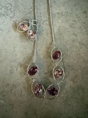 Touchstone Crystal Purple Necklace and Earring Set